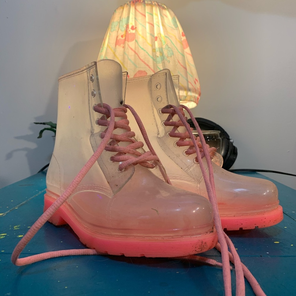 Pink Kawaii See-through Rainboots
